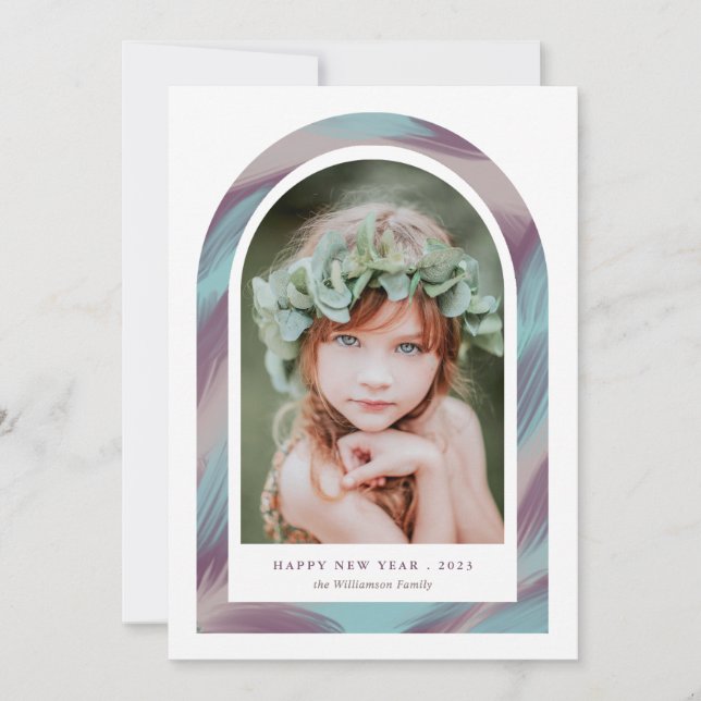 Moderne Pinselstriche - Foto für Neujahr Feiertagskarte (Vorderseite)