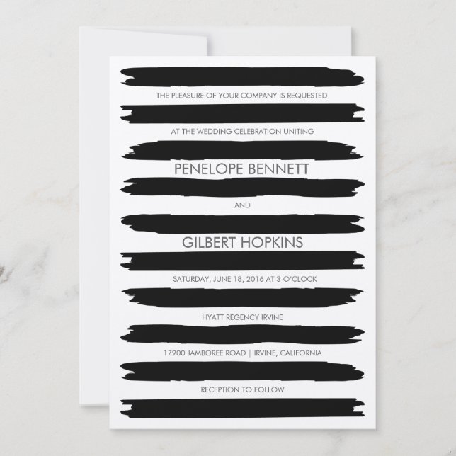 Moderne Pinselstriche für Hochzeitsfeiern Einladung (Vorderseite)