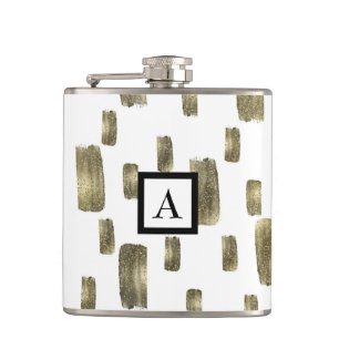 Moderne Pinselstriche Gold Kupferbronze Sparkasse Flachmann