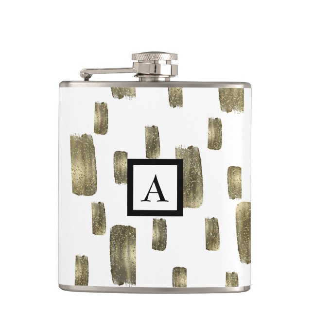 Moderne Pinselstriche Gold Kupferbronze Sparkasse Flachmann (Vorderseite)