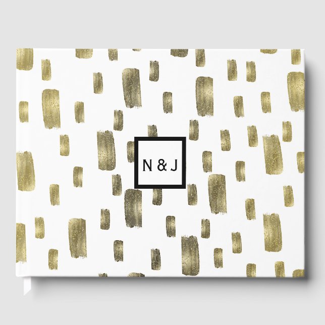 Moderne Pinselstriche Gold Kupferbronze Sparkasse Gästebuch (Vorderseite)