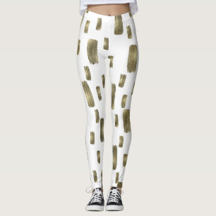 Moderne Pinselstriche Gold Kupferbronze Sparkasse Leggings