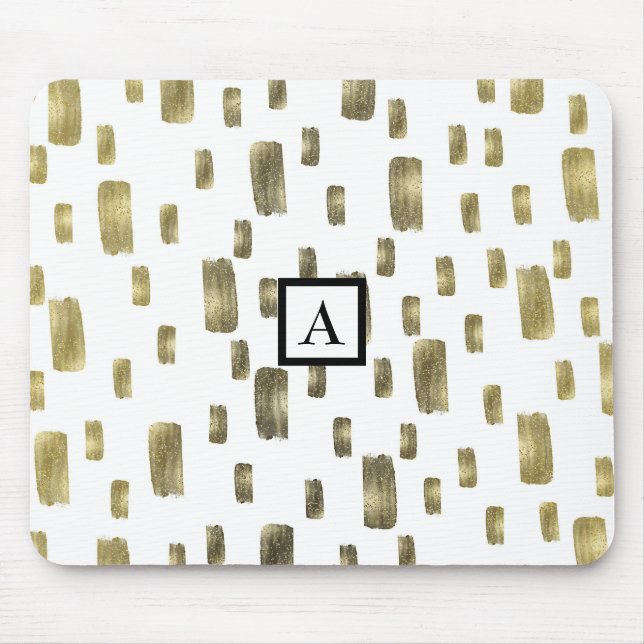 Moderne Pinselstriche Gold Kupferbronze Sparkasse Mousepad (Vorne)