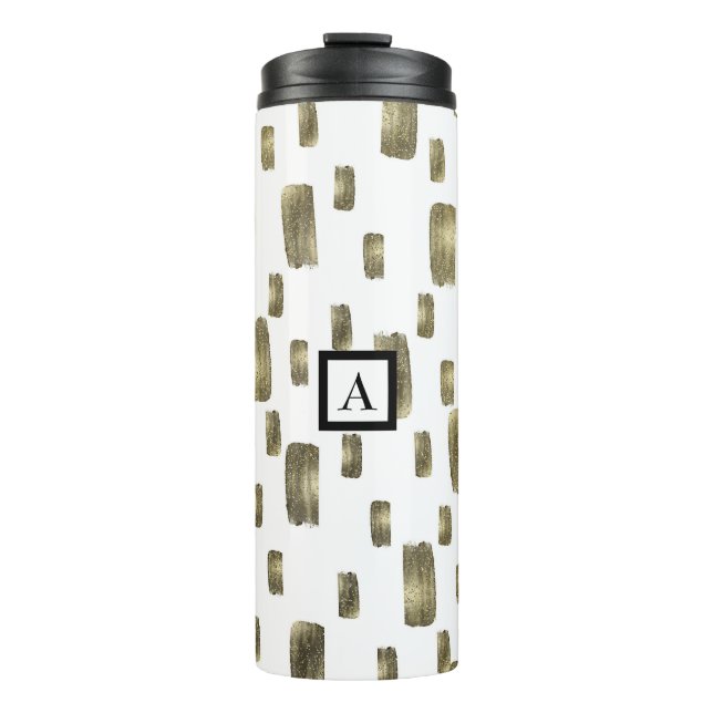 Moderne Pinselstriche Gold Kupferbronze Sparkasse Thermosbecher (Vorderseite)