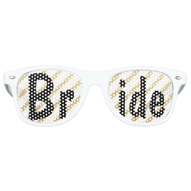 Moderne Pinselstriche goldene Streifen Braut Partybrille (Vorderseite)