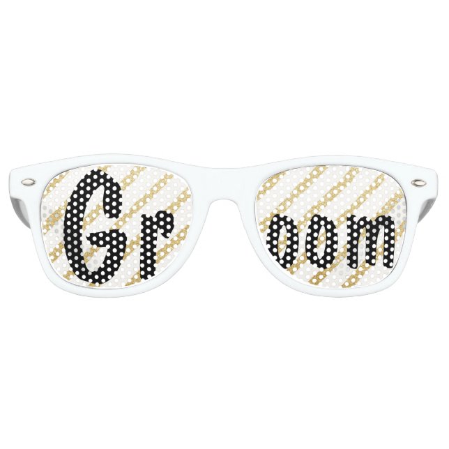 Moderne Pinselstriche goldene Streifen Hochzeit Sonnenbrille (Vorderseite)