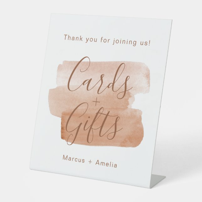 Moderne Pinselstriche Minimalistische Hochzeitsges Sockelschild (Vorderseite)