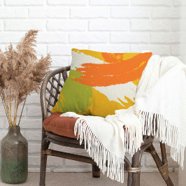 Moderne Pinselstriche - orange, grün und gelb Kissen