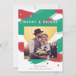 Moderne Pinselstriche und Gold | Weihnachts-Foto Feiertagskarte