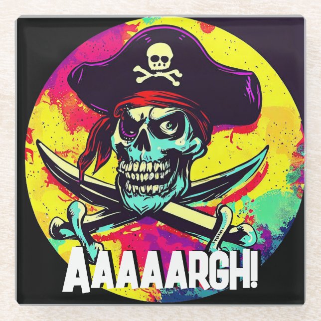 Moderne Piratenflagge Glasuntersetzer (Vorderseite)