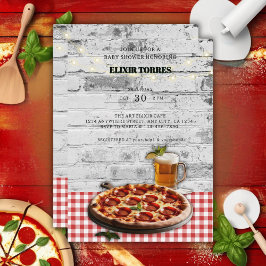 Moderne Pizza + Beer Bricks Kinderdusche Einladung
