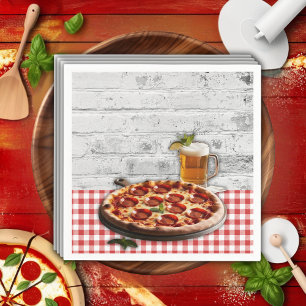 Moderne Pizza + Bier Backsteine Baby Shower Serviette