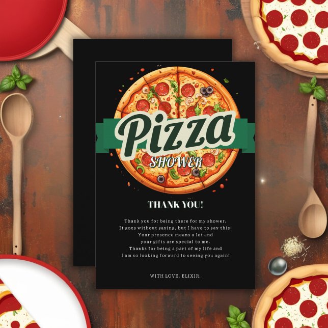 Moderne Pizza Party Babydusche Dankeskarte (Von Creator hochgeladen)