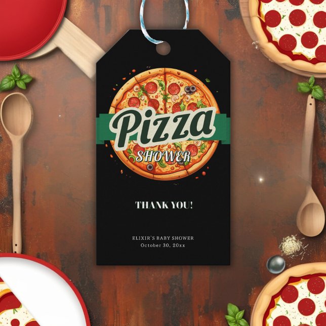 Moderne Pizza Party Babydusche Geschenkanhänger (Von Creator hochgeladen)