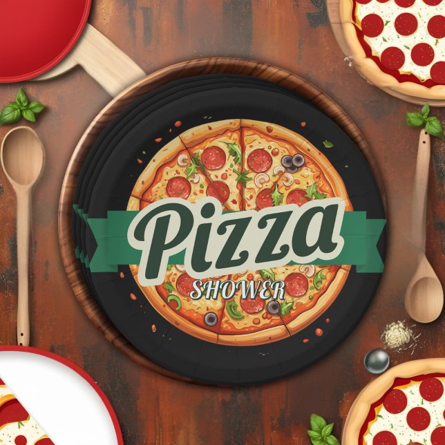 Moderne Pizza Party Babydusche Pappteller (Von Creator hochgeladen)