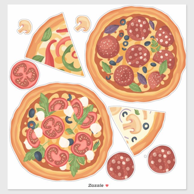 Moderne Pizza Pepperoni Food Fun Aufkleber (Blatt)