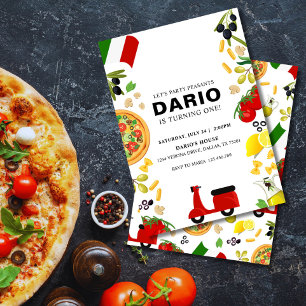 Moderne Pizza & Vespa Italienische Einladung zum G
