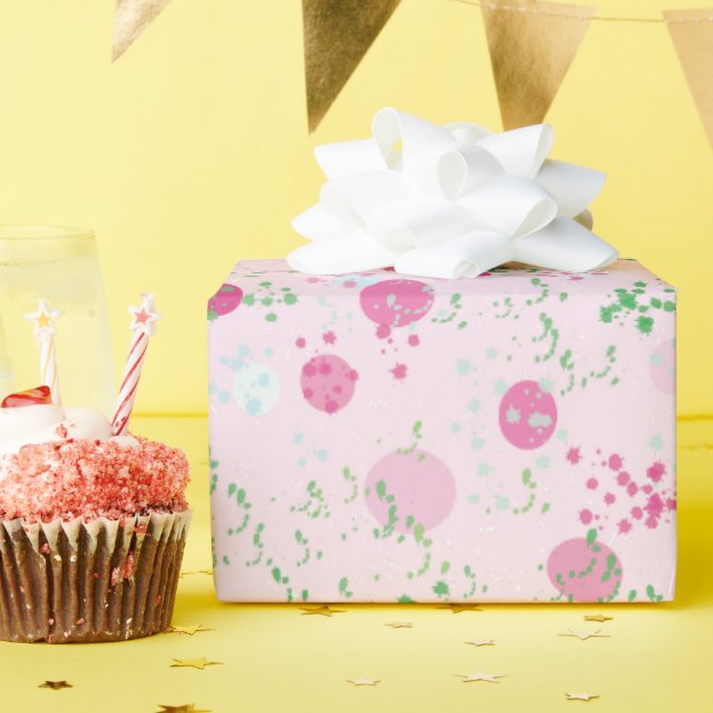 Moderne Planeten, Rose Rosa und Grün Geschenkpapier (Geburtstagsparty)