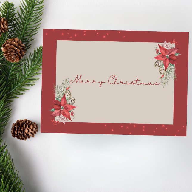 Moderne Poinsettia Frohe Weihnachtskarte Feiertagskarte (Von Creator hochgeladen)