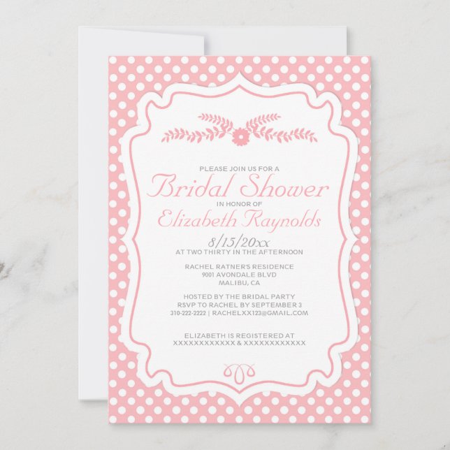 Moderne Polka Dot Bridal Dusche Einladungen (Vorderseite)