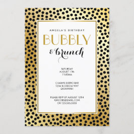Moderne Polka Dot Pattern Schwarz und Gold Einladung