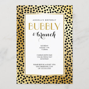 Moderne Polka Dot Pattern Schwarz und Gold Einladung