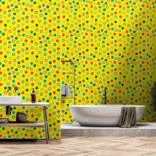 Moderne Polka Dotgelbe Schale und Stab des Mittelj Tapete