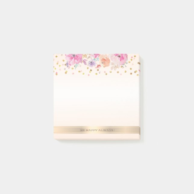 Moderne Polka Dots, Confetti, Blume - Personalisie Post-it Klebezettel (Vorderseite)