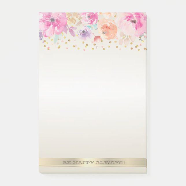 Moderne Polka Dots, Confetti, Blume - Personalisie Post-it Klebezettel (Vorderseite)