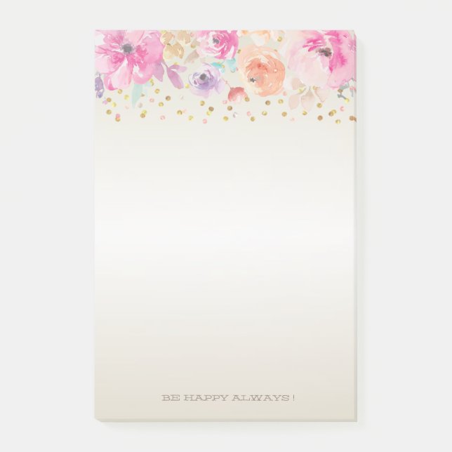 Moderne Polka Dots, Confetti, Blume - Personalisie Post-it Klebezettel (Vorderseite)