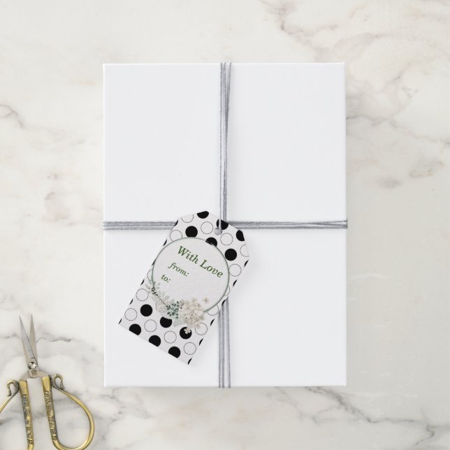 Moderne Polka Dots Geschenkanhänger (Mit Garn)