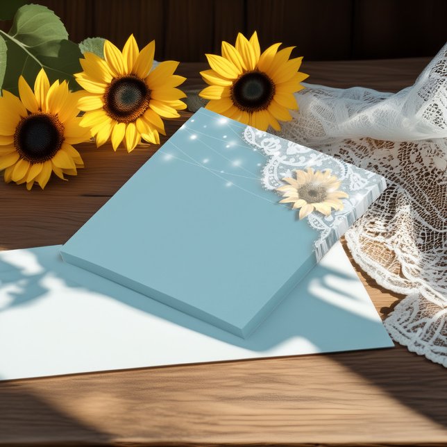 Moderne Polterabend Lace Sunflower String Lights Post-it Klebezettel (Von Creator hochgeladen)