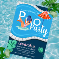 Moderne Poolparty-Brautabschied-Einladung für Erwa