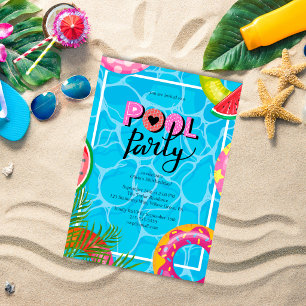 Moderne Poolparty-Geburtstagseinladung Einladung