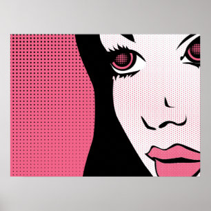 Moderne Pop-Art-Comicdarstellung des Gesichts eine Poster