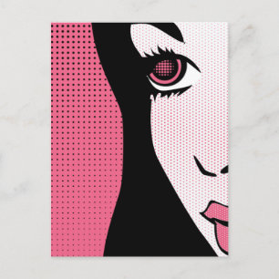 Moderne Pop-Art-Comicdarstellung des Gesichts eine Postkarte