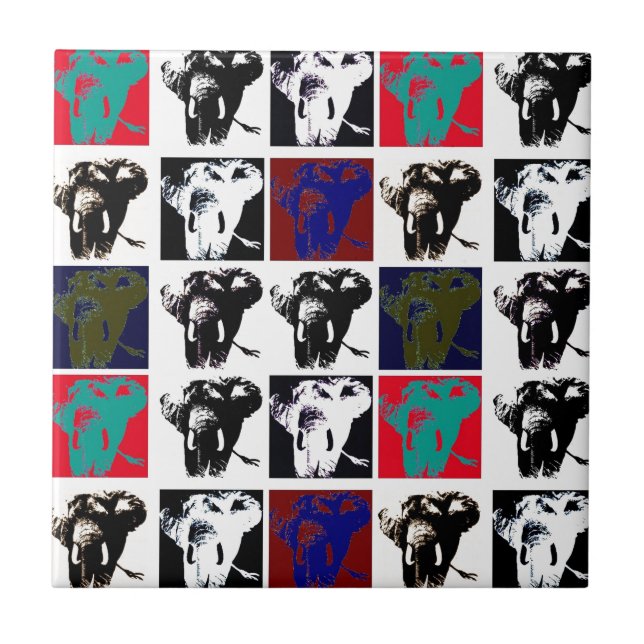 Moderne Pop Art Elephants Keramik Tile Fliese (Vorderseite)