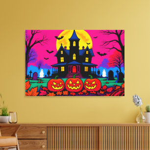 Moderne Pop-Art-Halloween-Friedhof Leinwanddruck