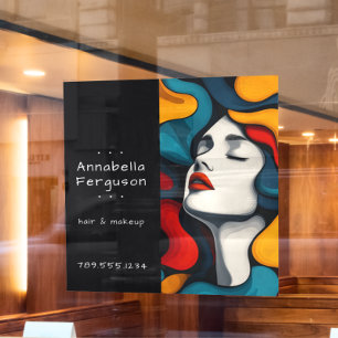 Moderne Pop-Art Retro Farbige Haare Make-up Fensteraufkleber