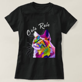 Moderne Pop Art Style Multicolor Editable Cats Rul T-Shirt