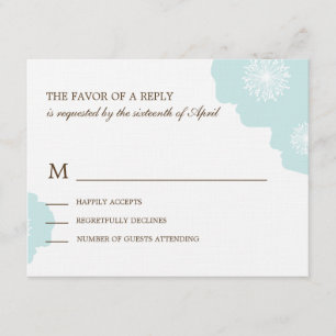 Moderne Poppies Wedding RSVP Card - Aqua Blue Karte