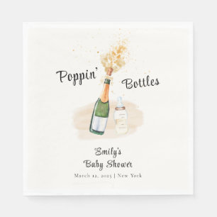 Moderne Poppin Flaschen Champagne Baby Dusche Serviette