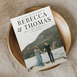 Moderne Portrait Foto Hochzeit speichern das Datum Magneteinladung