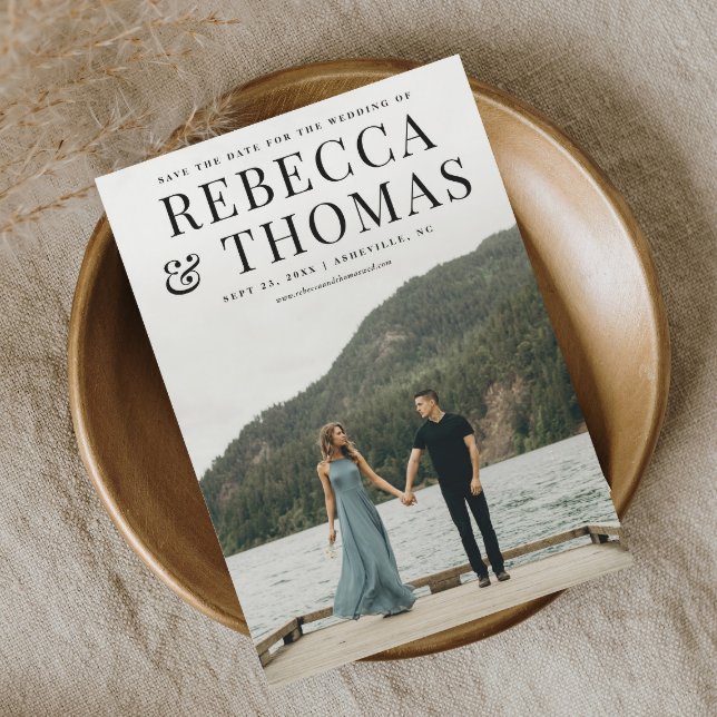 Moderne Portrait Foto Hochzeit speichern das Datum Magneteinladung (Von Creator hochgeladen)