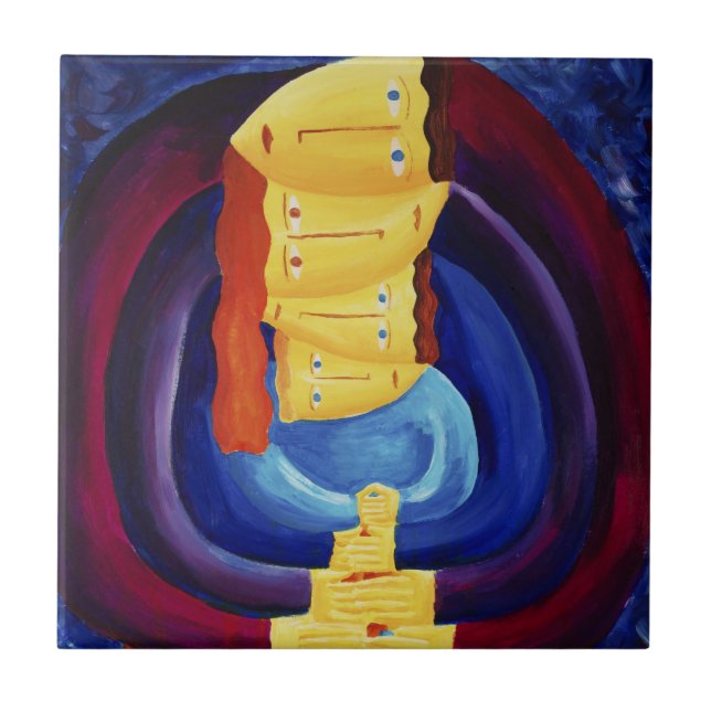 Moderne Portraitmalerei vereint moderne Kunst Fliese (Vorderseite)