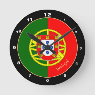 Moderne portugiesische Flagge, Portugal Zuhause /  Runde Wanduhr