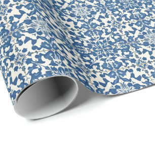 Moderne portugiesische Tiles Azulejos Navy und Whi Geschenkpapier