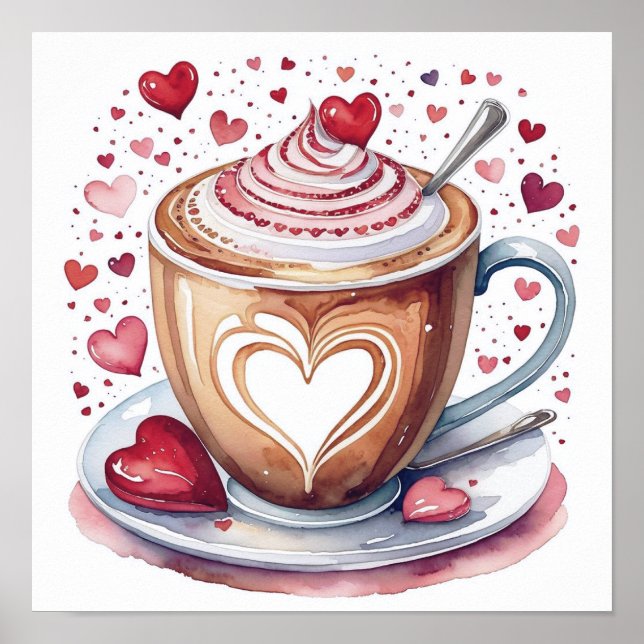 Moderne Poster Art drucken Kaffee (Vorne)