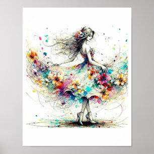 Moderne Poster Art drucken schönes Mädchen