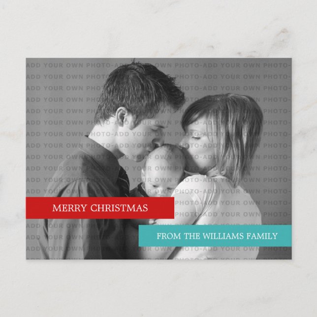 Moderne Postkarte Foto (rot/Aquamarin) (Vorderseite)